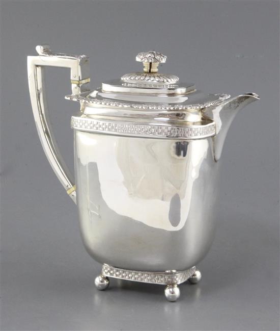A George V silver hot water pot, by John Hunt, gross 24 oz.